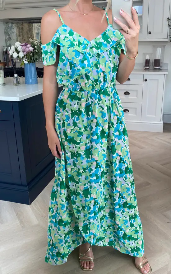 Strappy Cold Shoulder Floral Maxi Dress - Image 7