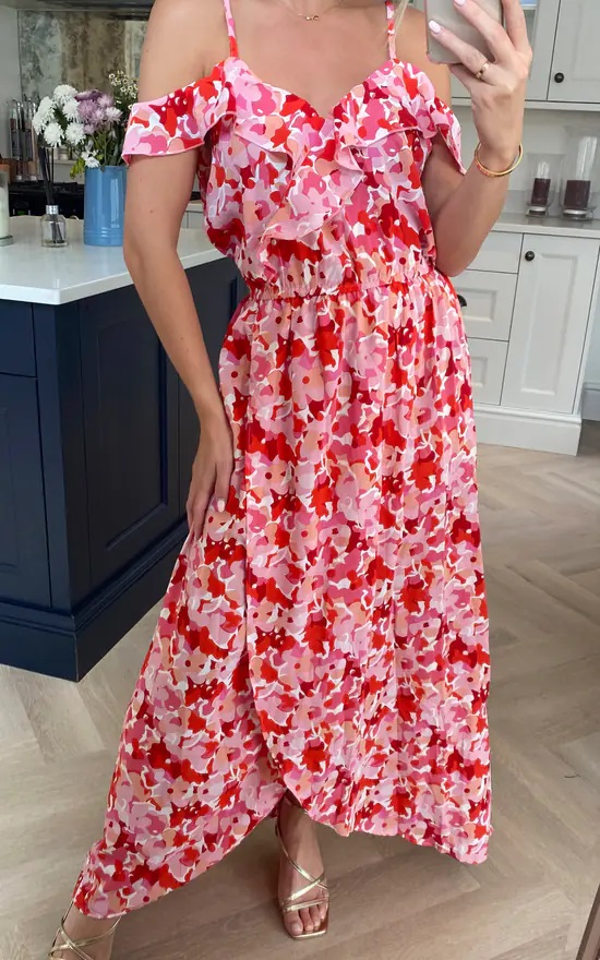 Strappy Cold Shoulder Floral Maxi Dress - Image 13