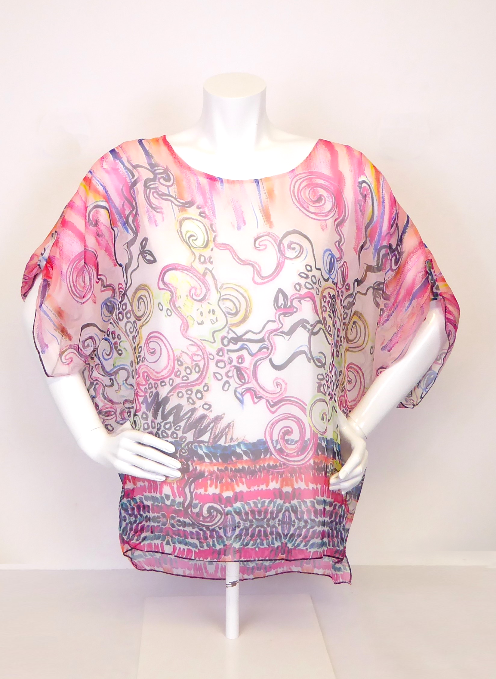 Silky Printed Turn Up Sleeve Tops - Image 4