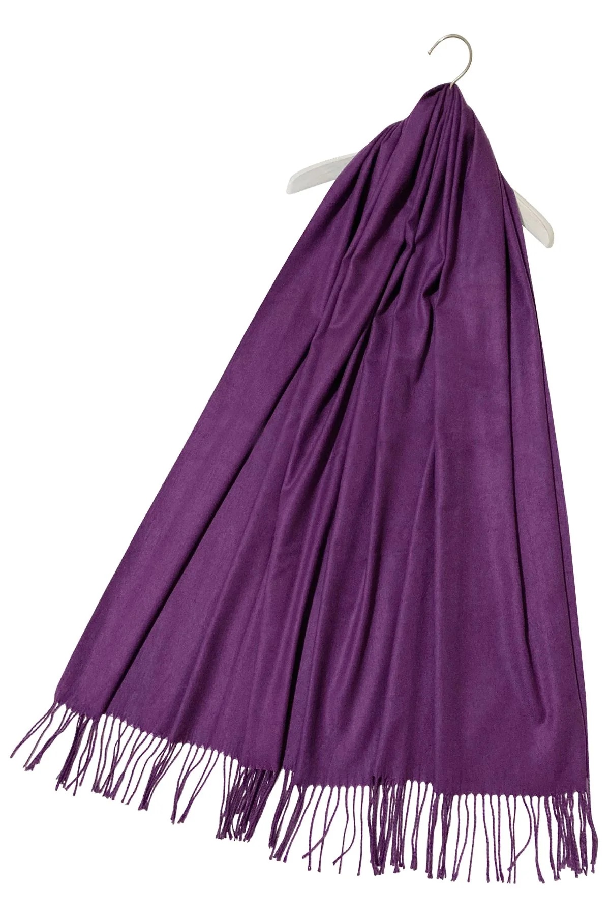 Purple Super Soft Plain Pashmina Tassel Scarf