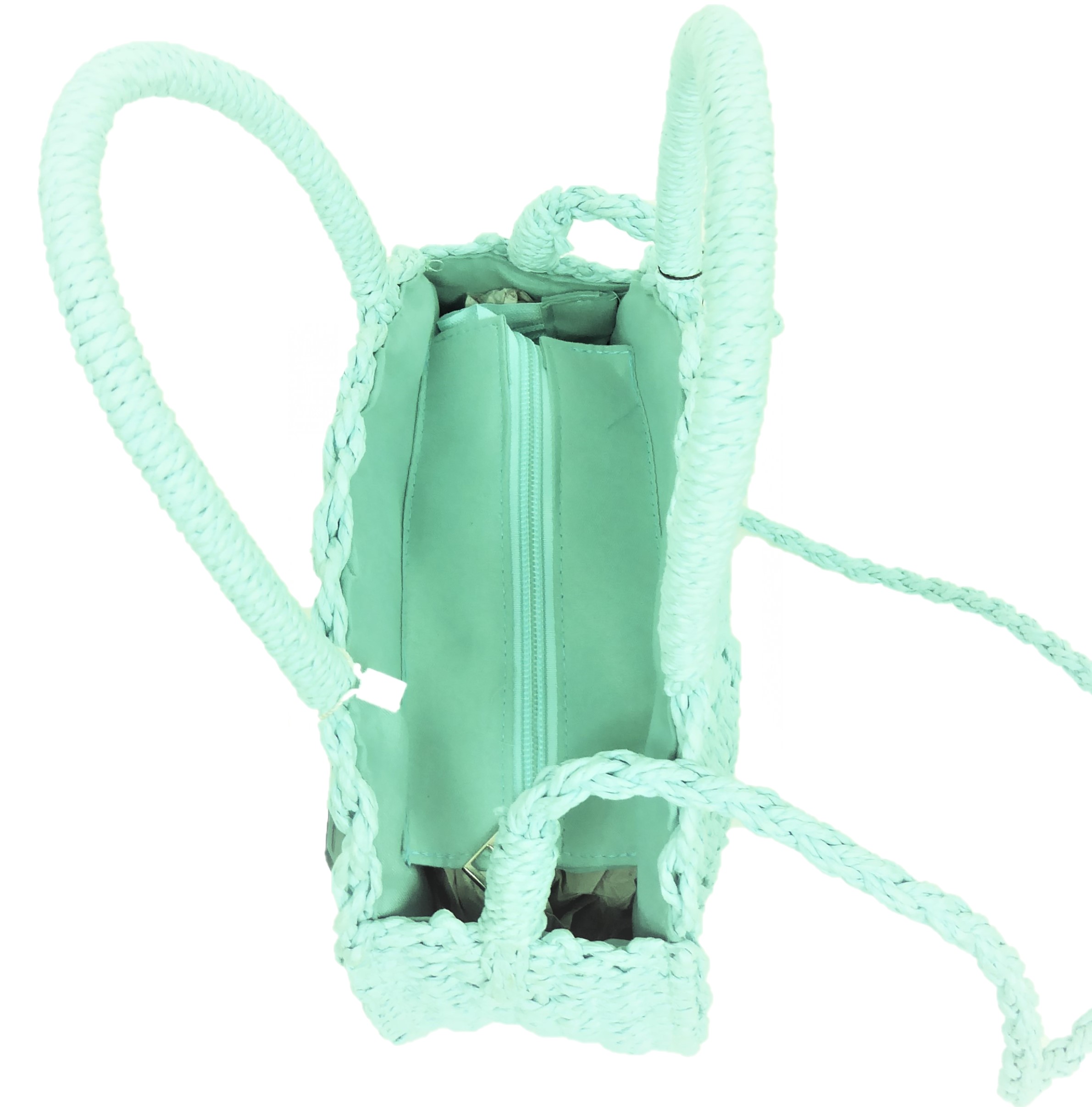 Small Handled Round Straw Bag - Image 6
