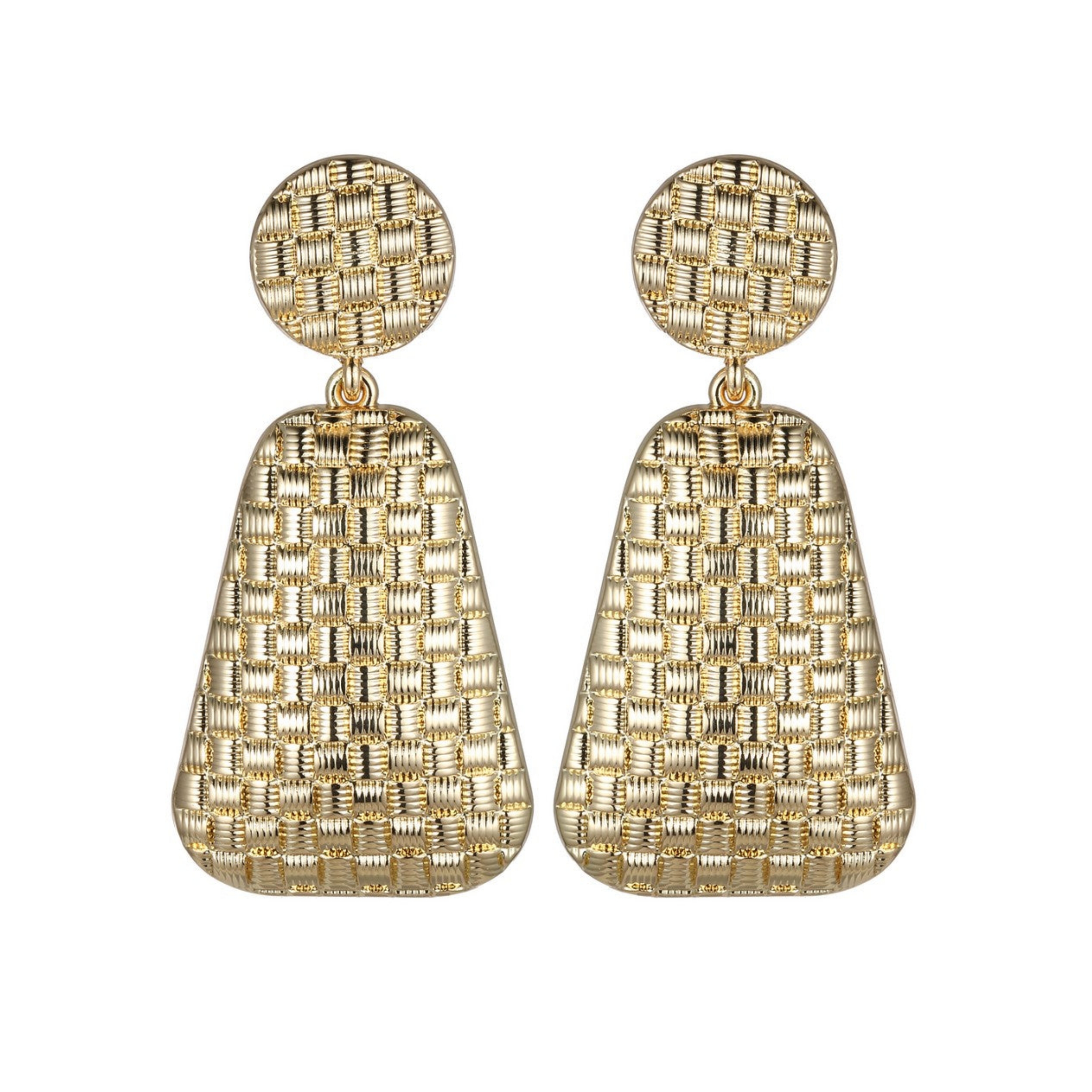 Gold Geometric Textured Dangly Earrings