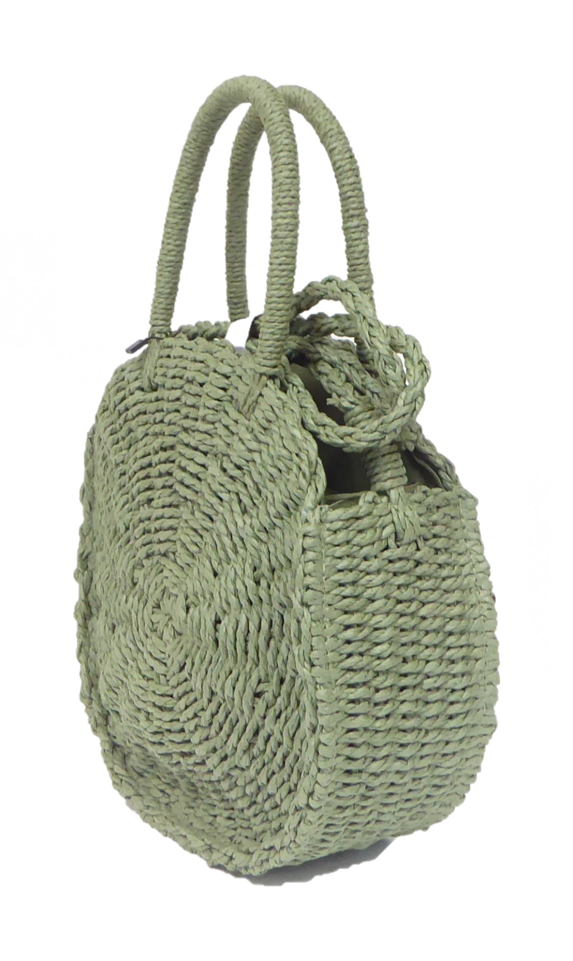 Small Handled Round Straw Bag - Image 7