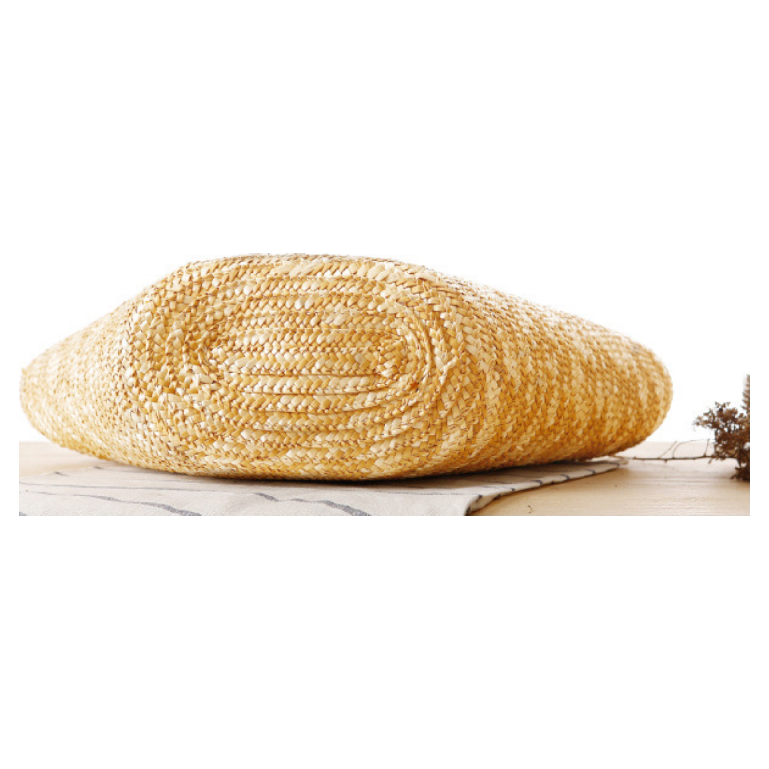 Straw Basket Bag with Flower Detail - Image 5
