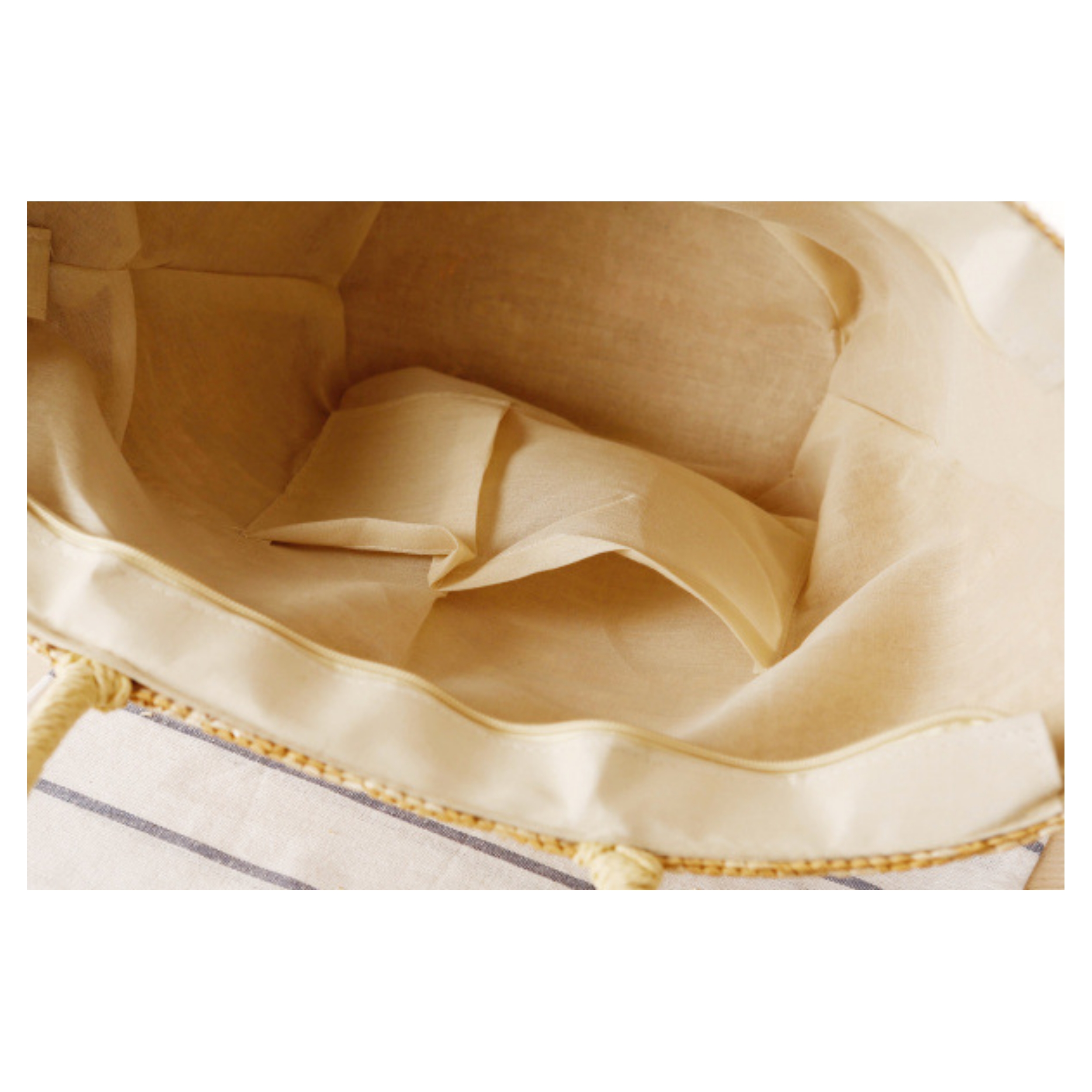 Straw Basket Bag with Flower Detail - Image 6
