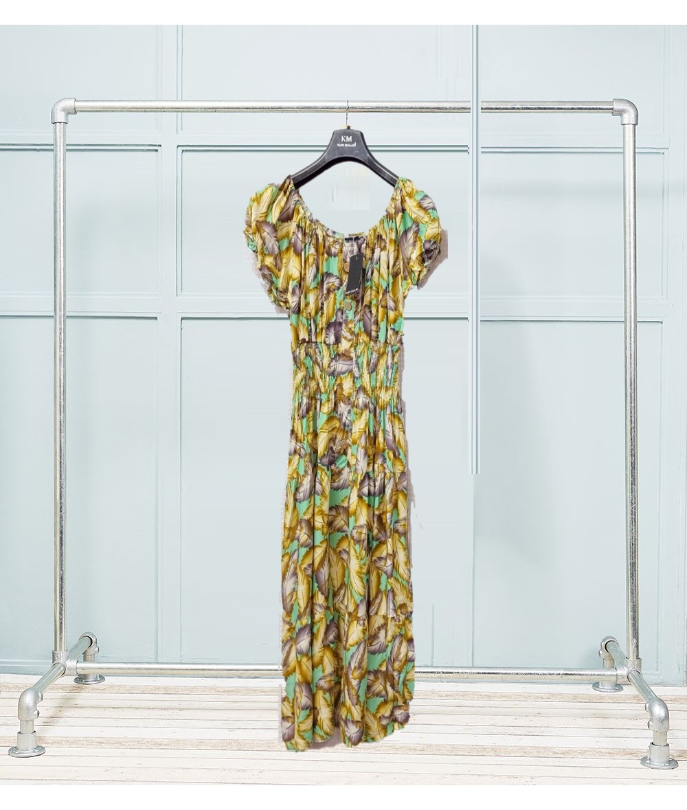 Feather Printed Bardot Maxi Dress - Image 2