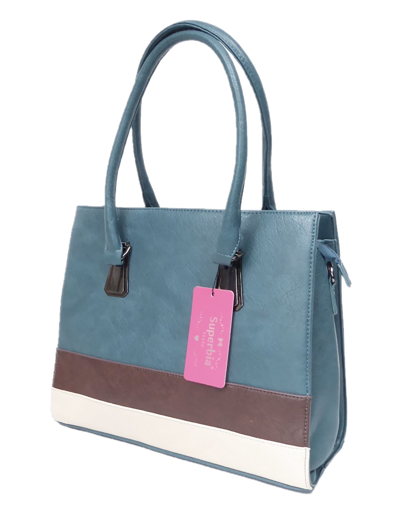 Teal Striped Tote Bag - Image 3