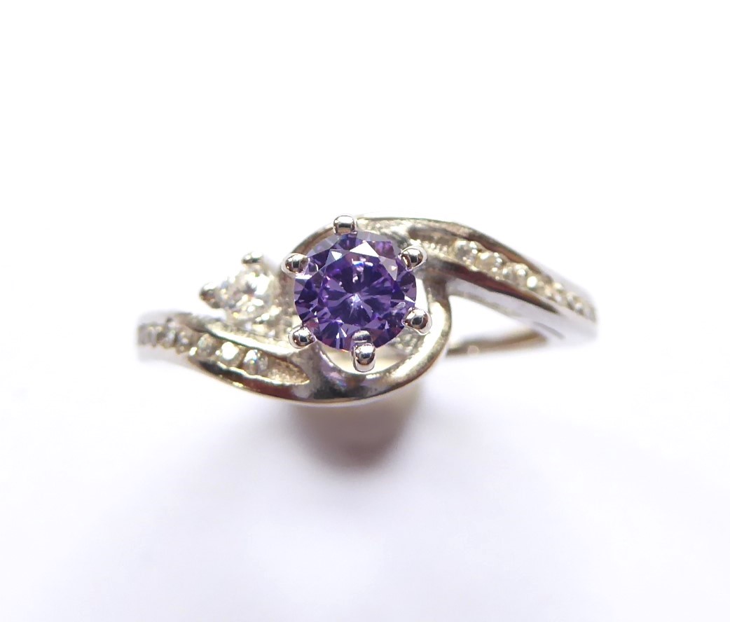 925 Silver Amethyst Swirl Ring