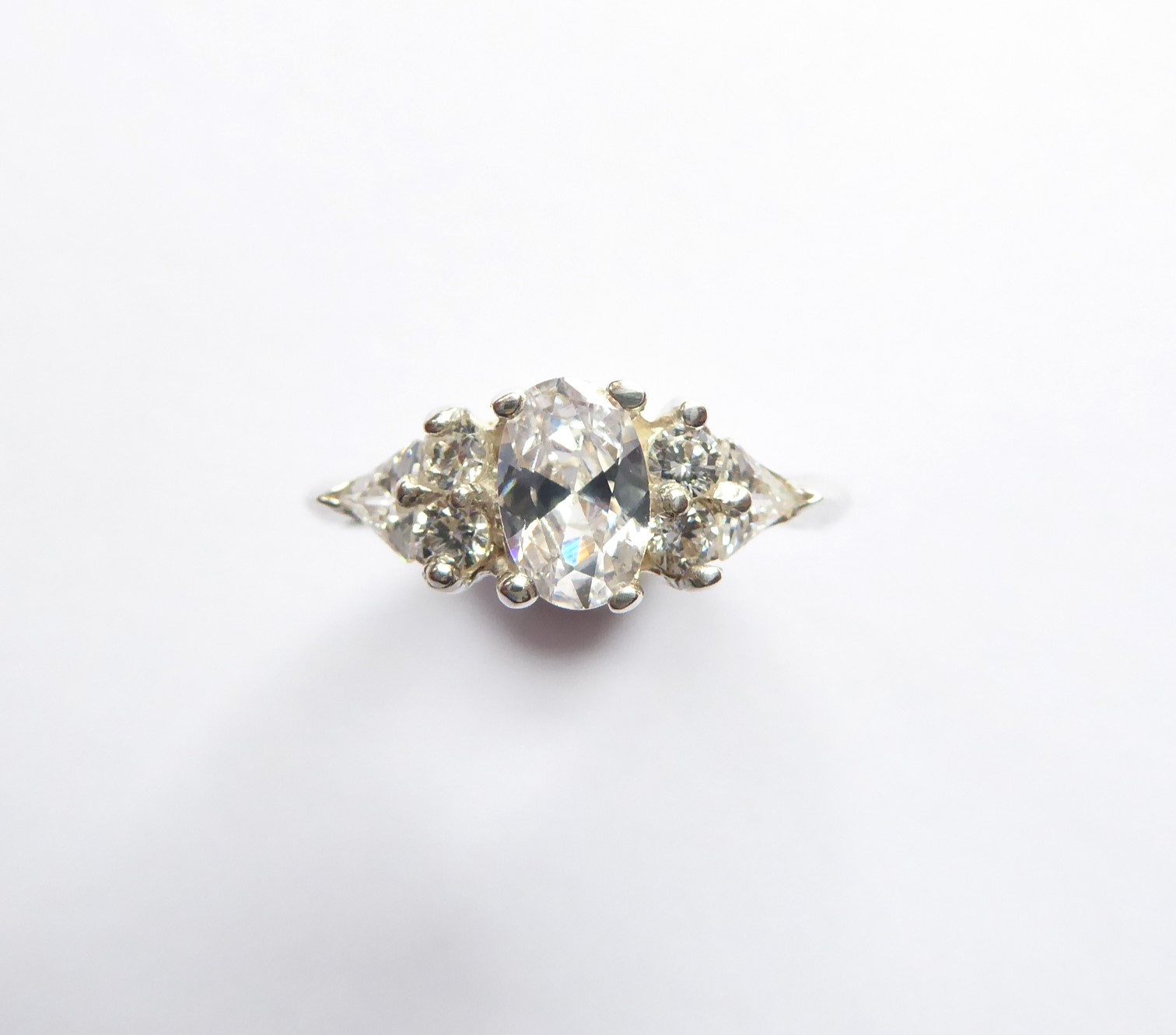925 Silver Clear Oval Solitaire CZ Ring