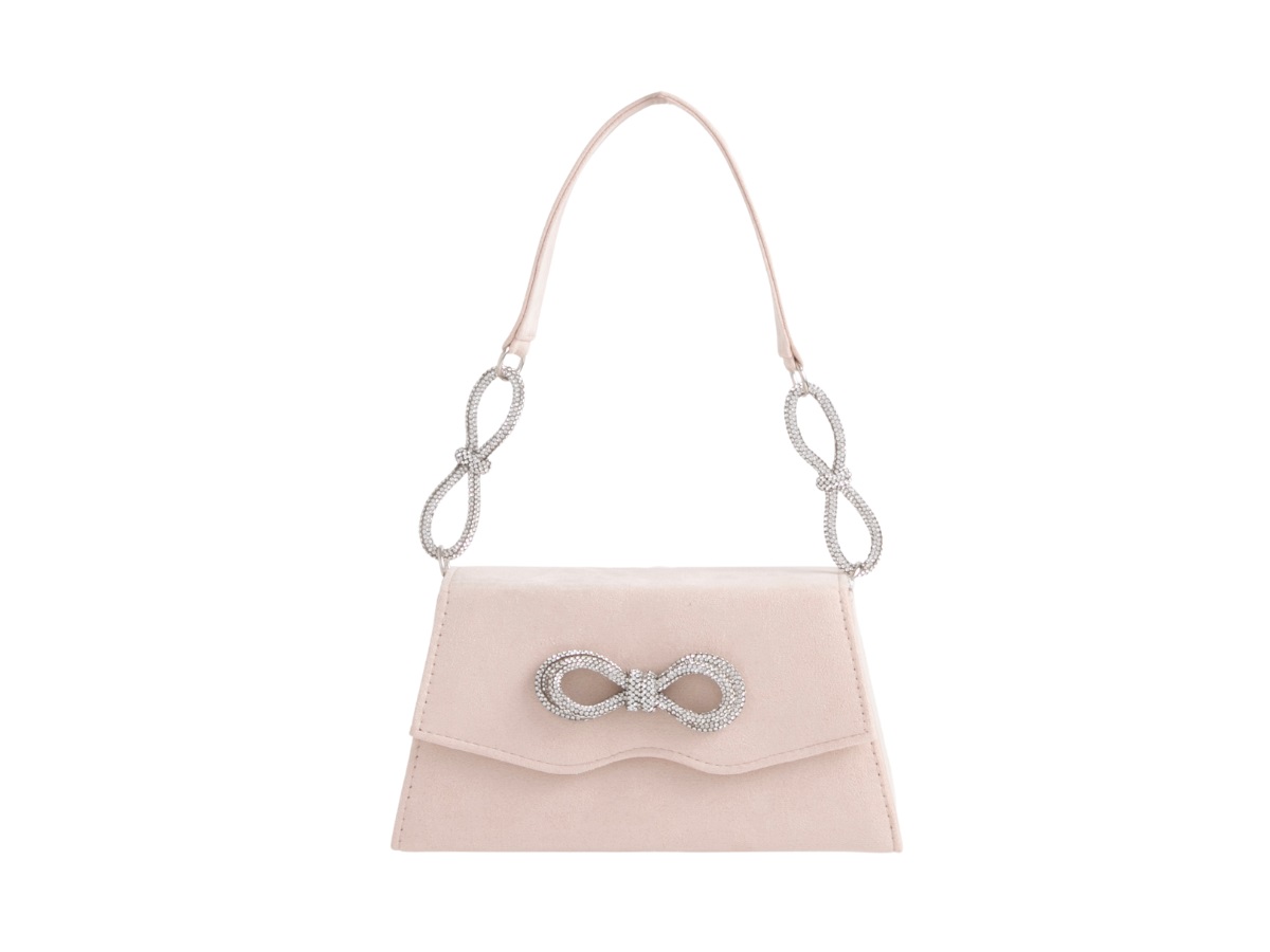 Diamante Double Bow Suedette Clutch Bag - Image 4