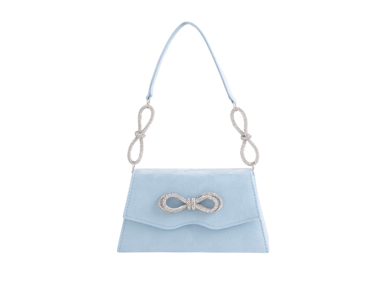 Diamante Double Bow Suedette Clutch Bag - Image 5