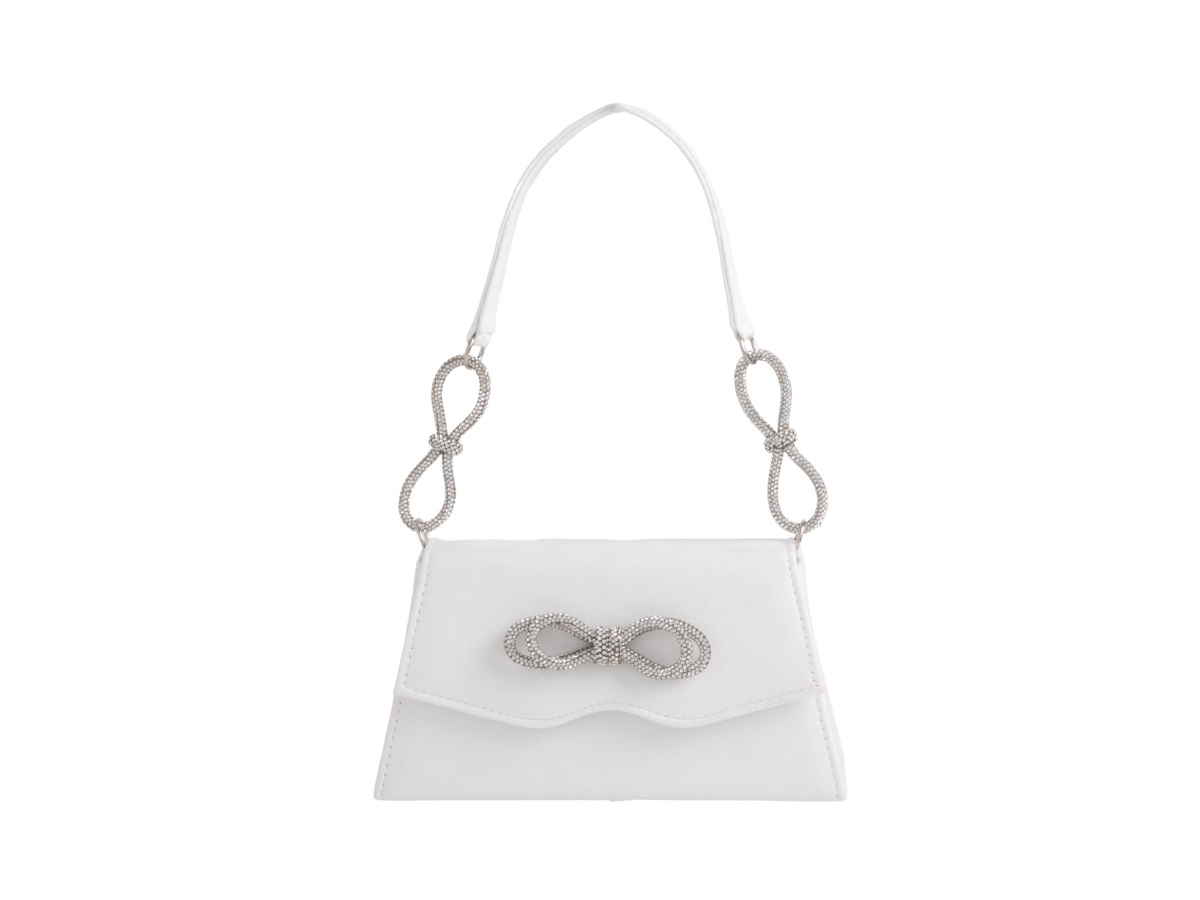 Diamante Double Bow Suedette Clutch Bag - Image 6