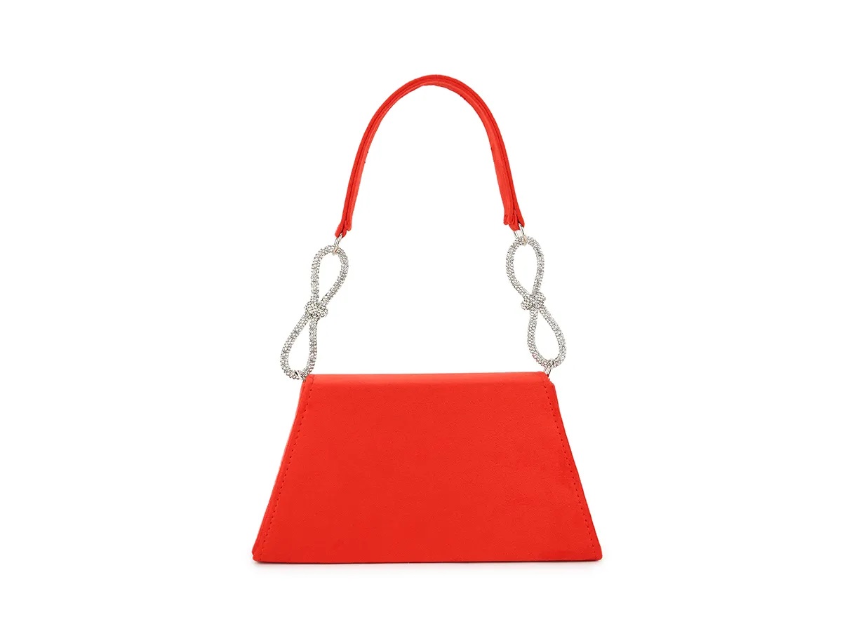 Diamante Double Bow Suedette Clutch Bag - Image 2