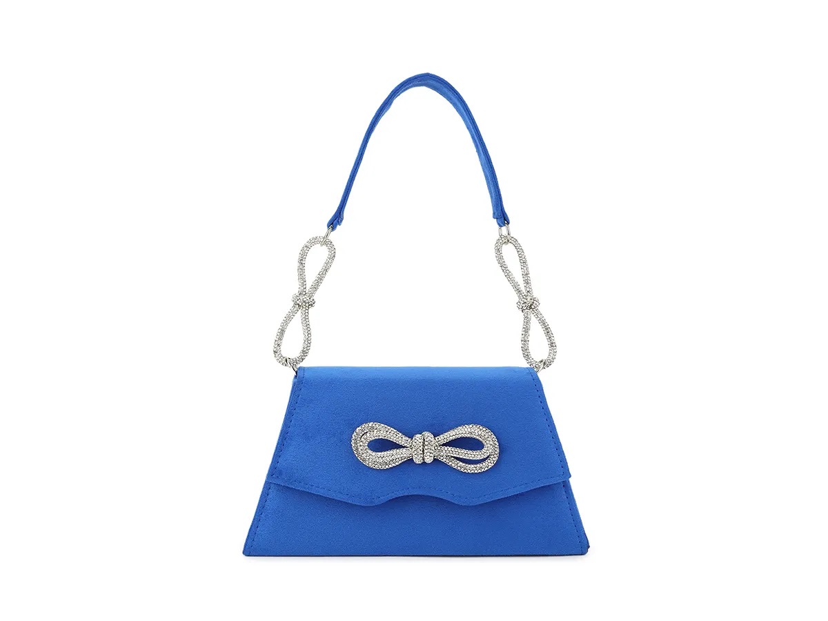 Diamante Double Bow Suedette Clutch Bag - Image 11