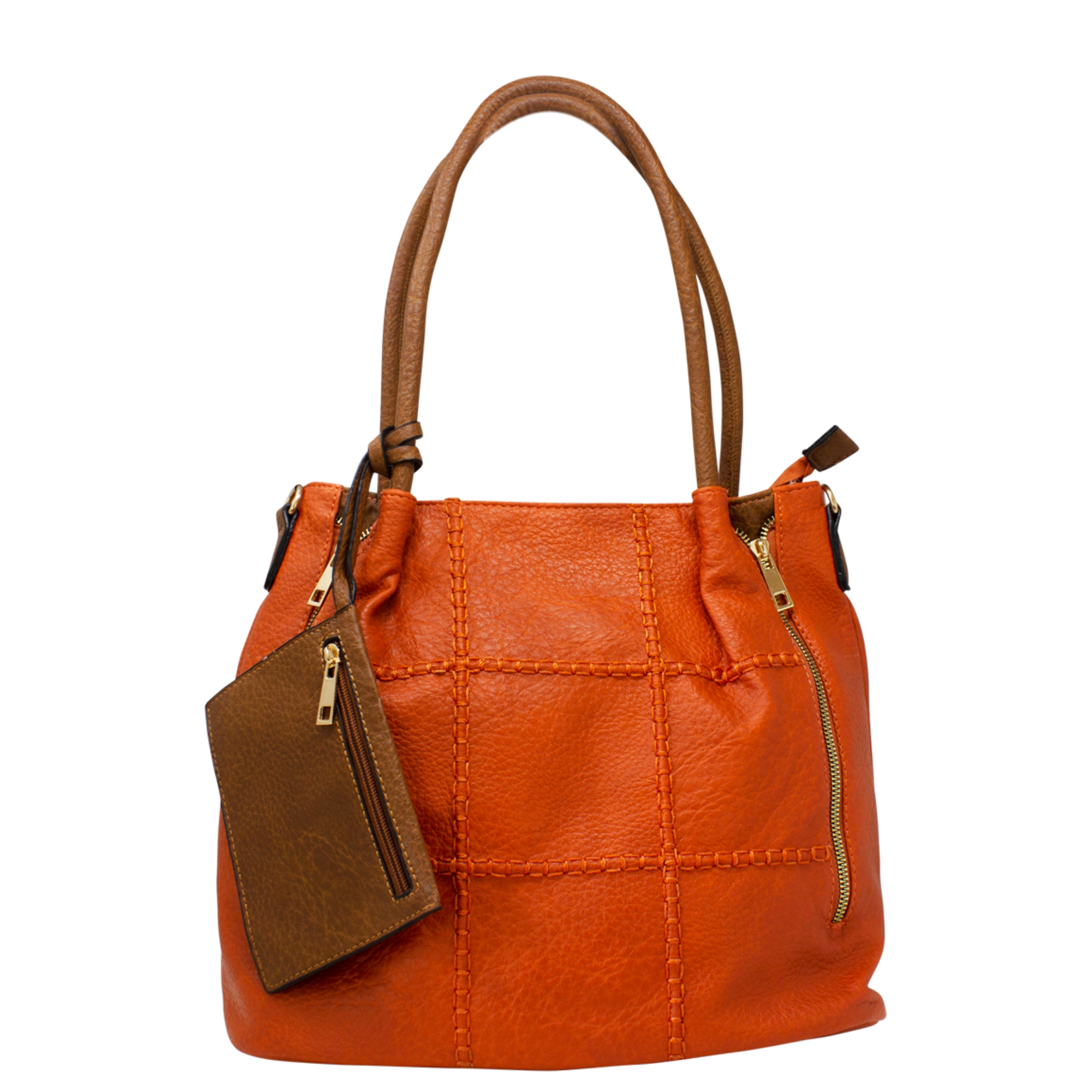Large Tote bag with Stitched Grid Pattern - Image 10