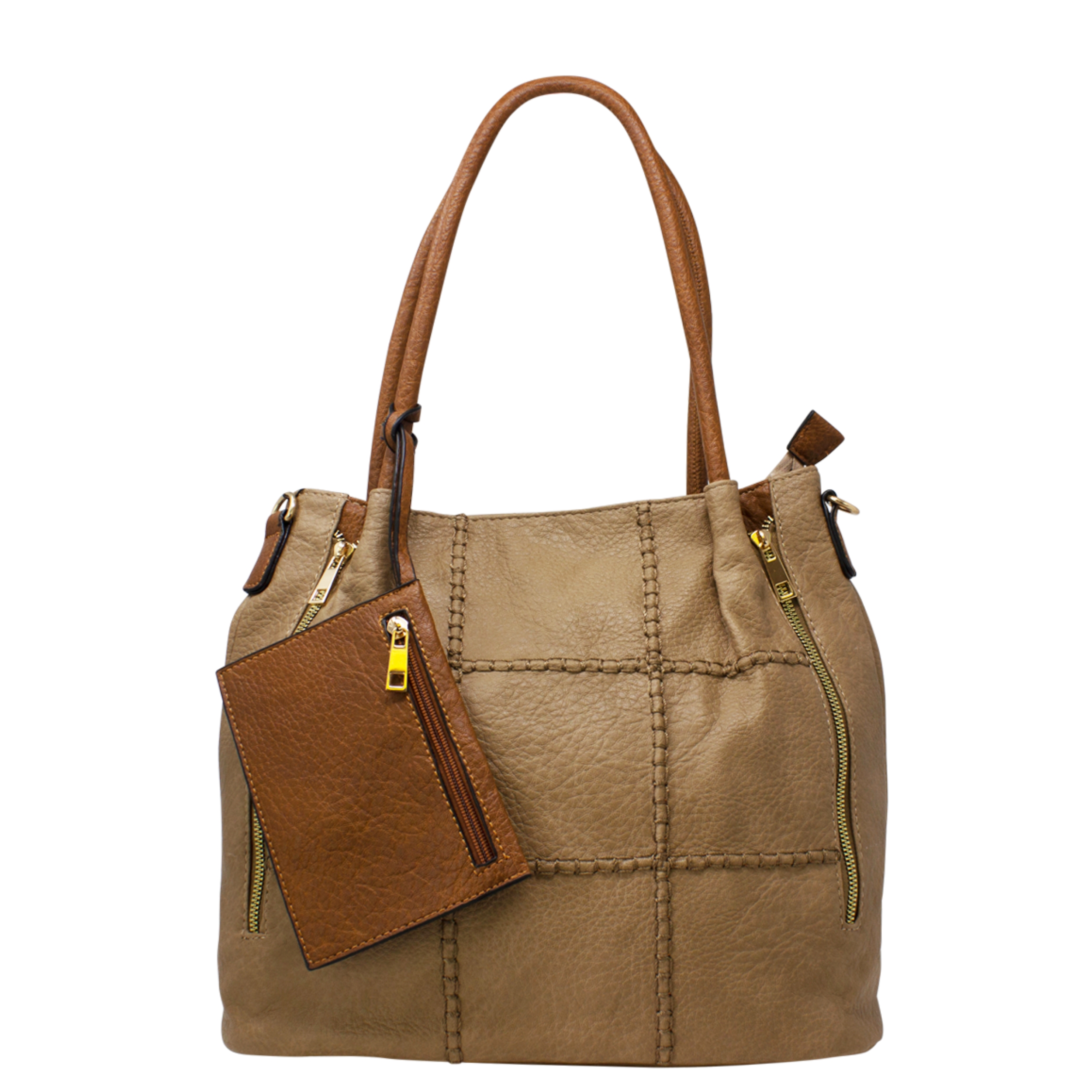 Large Tote bag with Stitched Grid Pattern - Image 8