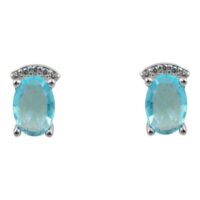 925 Silver CZ Aqua Stud Earrings