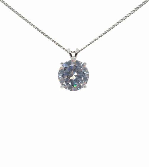 925 Silver CZ Round Pendant Necklace
