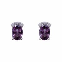 925 Silver CZ Amethyst Stud Earrings