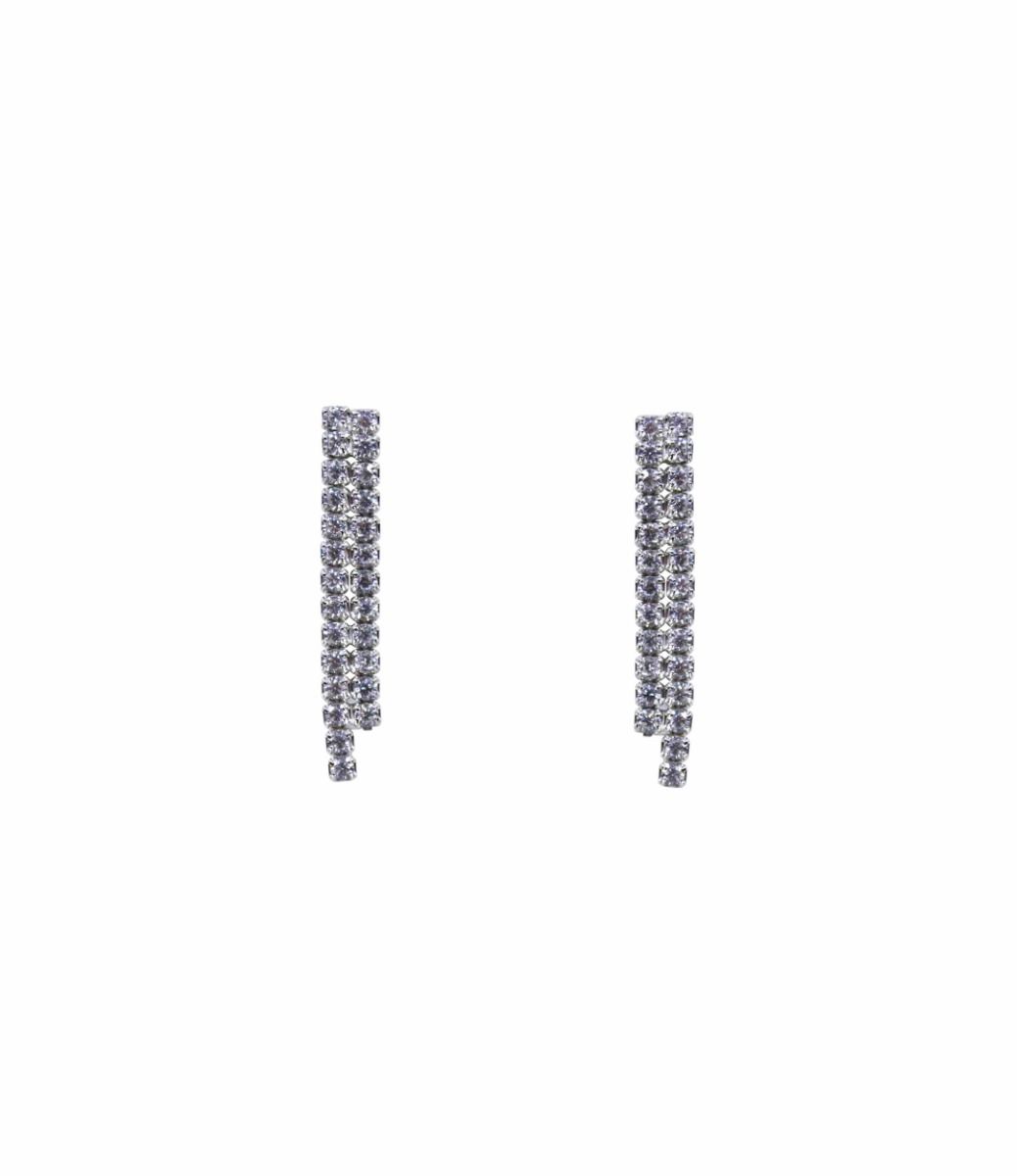 925 Silver Clear CZ Duo Strand Drop Earrings