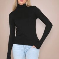 Black Classic Polo Neck Knit Sweater