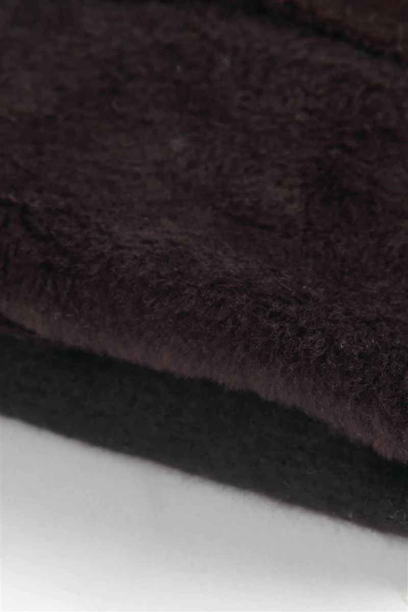Brown Herringbone Snap Button Mens Gloves - Image 3