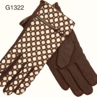 Coffee Button Woven Winter Gloves