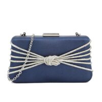 Diamante Rope Bow Satin Clutch Bag