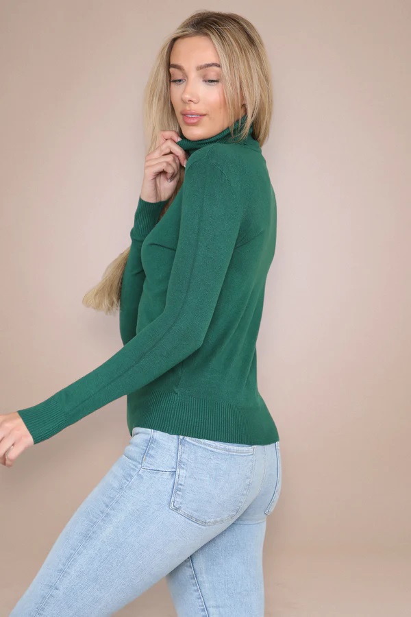 Green Classic Polo Neck Knit Jumper - Image 3