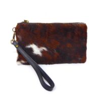Animal Print Geniune Leather Wristlet Pouch