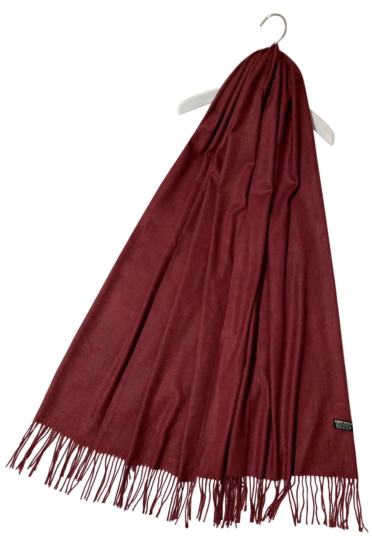 Burgundy Super Soft Plain Pashmina Tassel Scarf