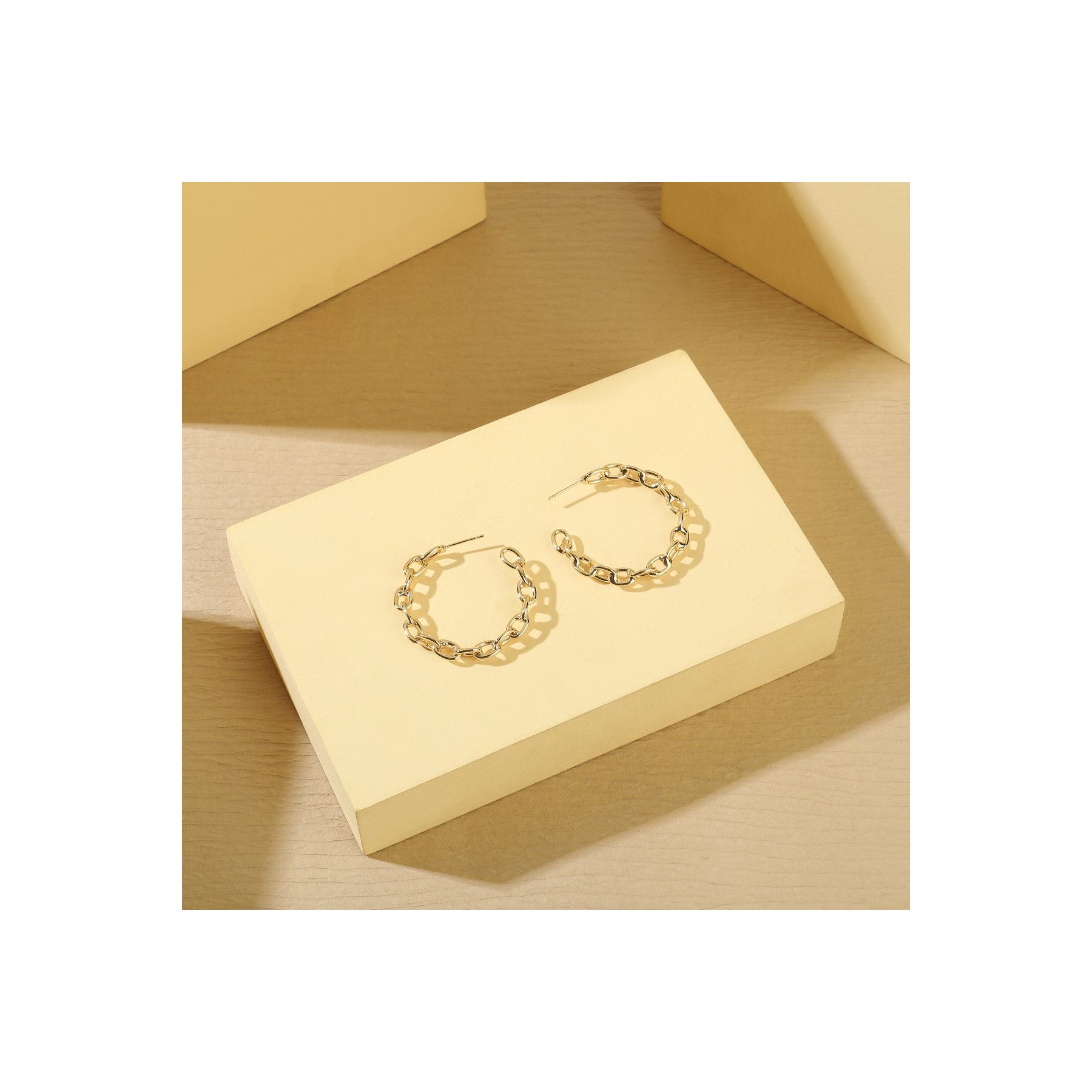Open Link Chain Hoop Earrings - Image 2
