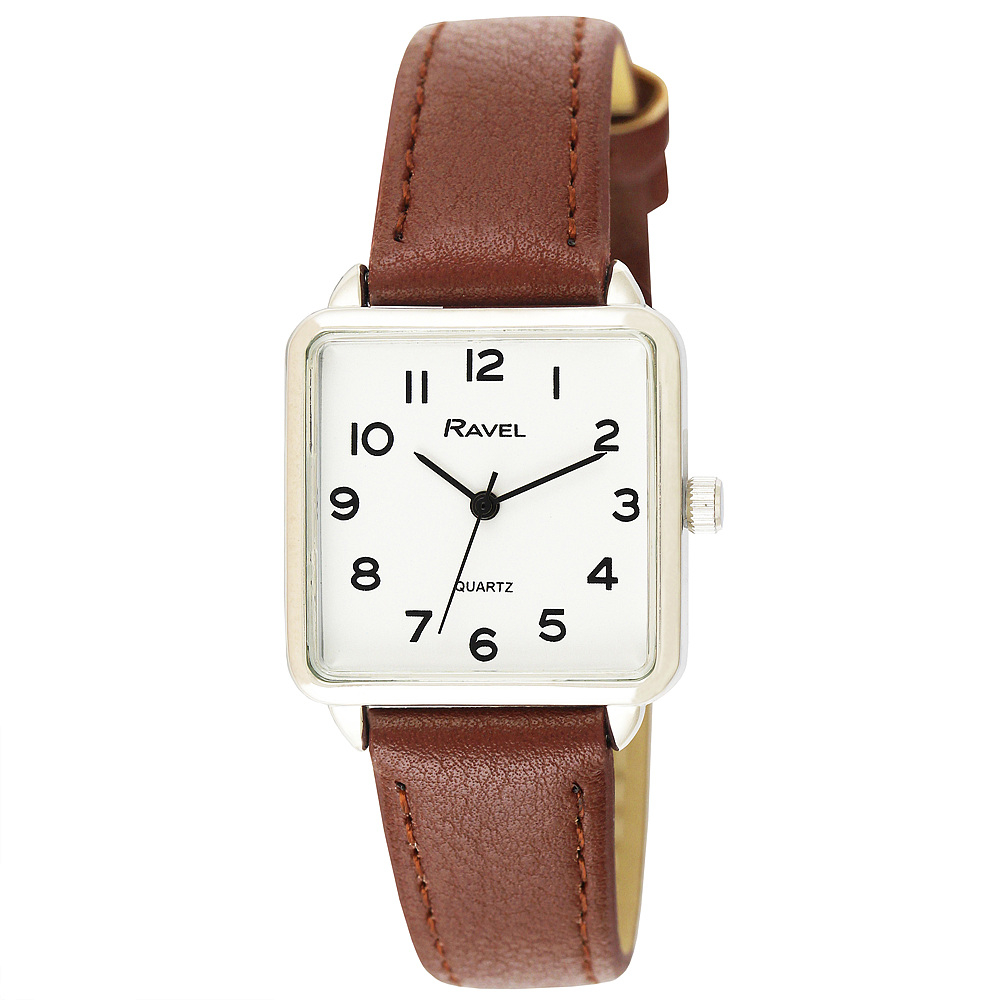 Ladies Classic Rectangular Strap Watch - Tan
