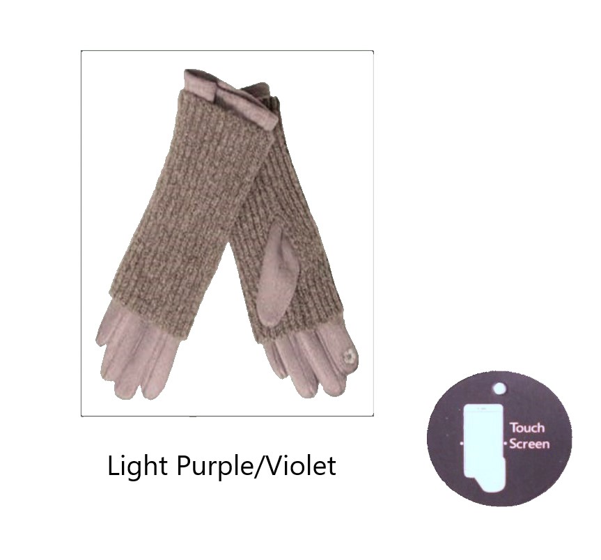 Ribbed Knit 3 in 1 Suedette Gloves - Image 6