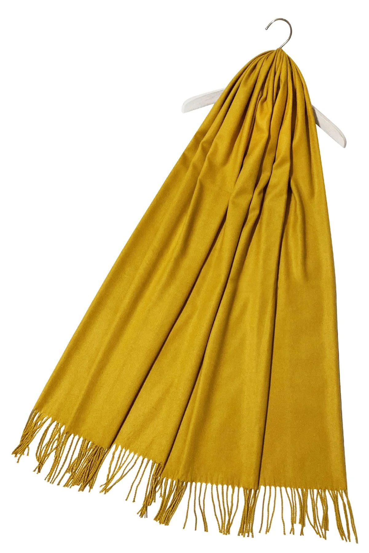Mustard Super Soft Plain Pashmina Tassel Scarf