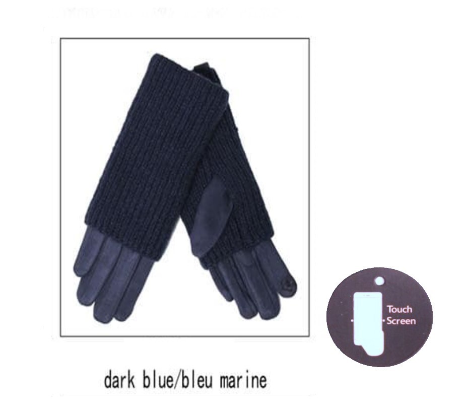 Ribbed Knit 3 in 1 Suedette Gloves - Image 7