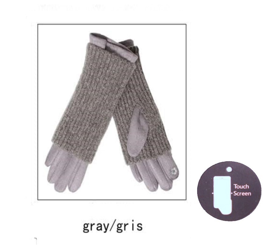 Ribbed Knit 3 in 1 Suedette Gloves - Image 9