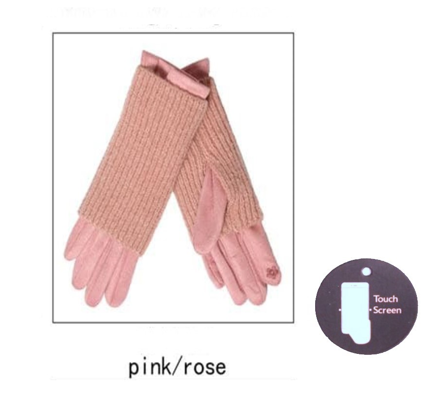 Ribbed Knit 3 in 1 Suedette Gloves - Image 10