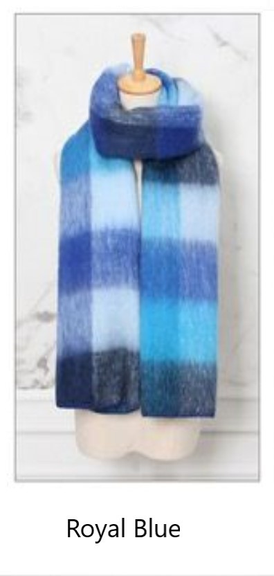 Royal Blue Check Winter Scarf - Image 2