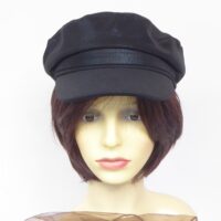 Shiny Black Baker Boy Hat