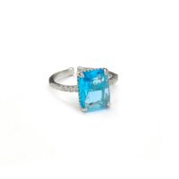 Adjustable Cushion Cut Blue Gem Stone Silvery Ring JYV13001BLUJYV13001BLU