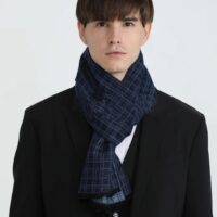Blue Fine Check Men-Unisex Scarf