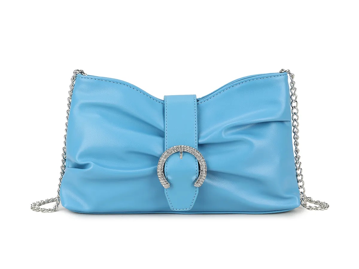 Diamante Horse Shoe Buckle Shiny Clutch Bag - Image 4