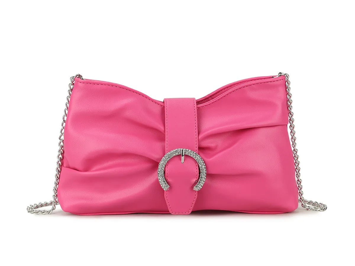 Diamante Horse Shoe Buckle Shiny Clutch Bag - Image 5