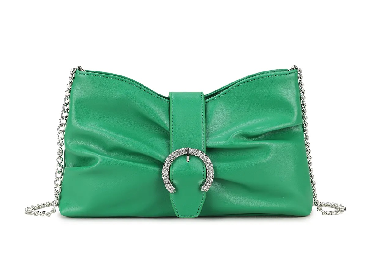 Diamante Horse Shoe Buckle Shiny Clutch Bag - Image 7