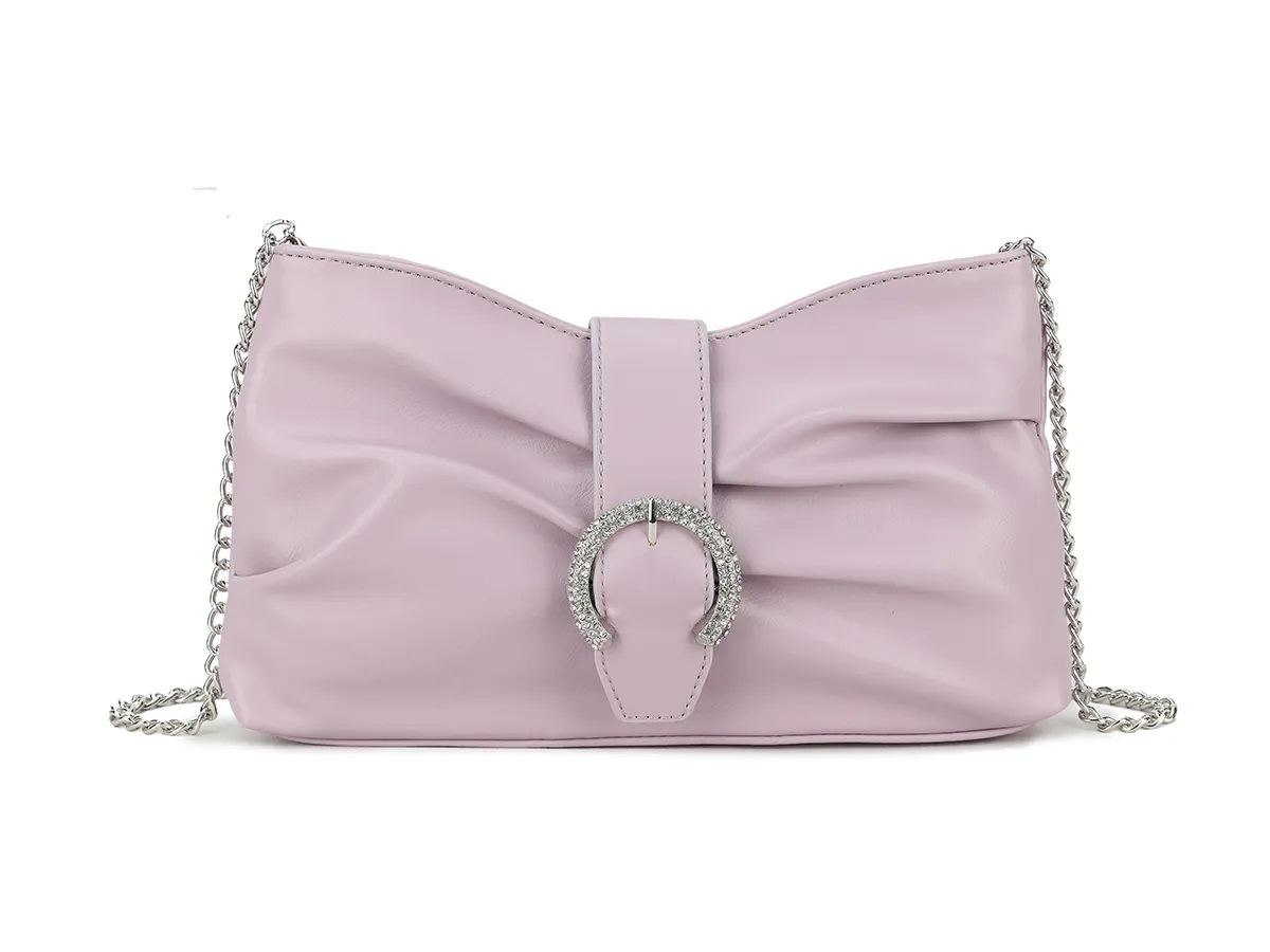 Diamante Horse Shoe Buckle Shiny Clutch Bag - Image 9