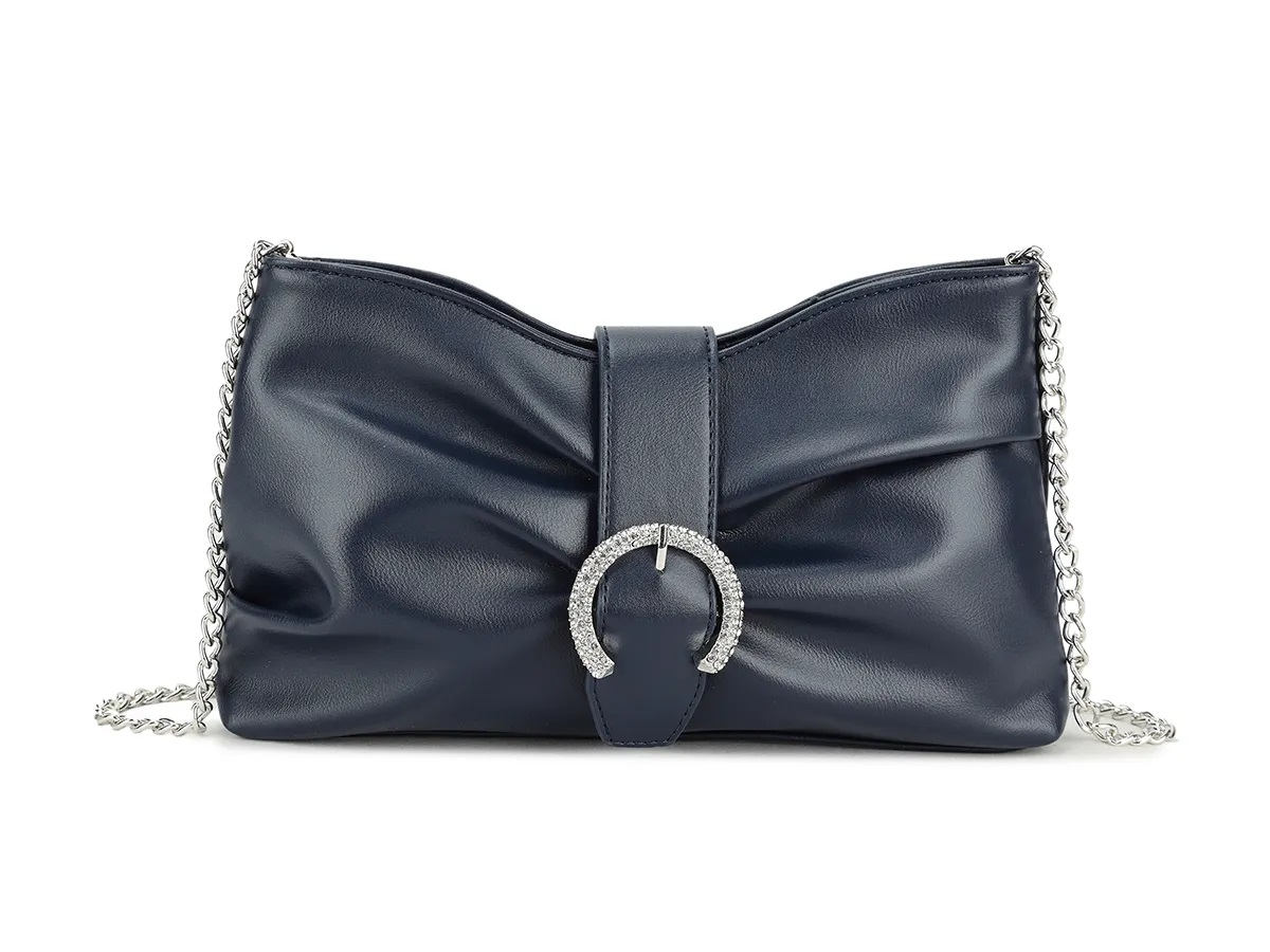 Diamante Horse Shoe Buckle Shiny Clutch Bag - Image 10