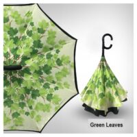 Green Leaves Automatic-opening Printed Upside Down Umbrella