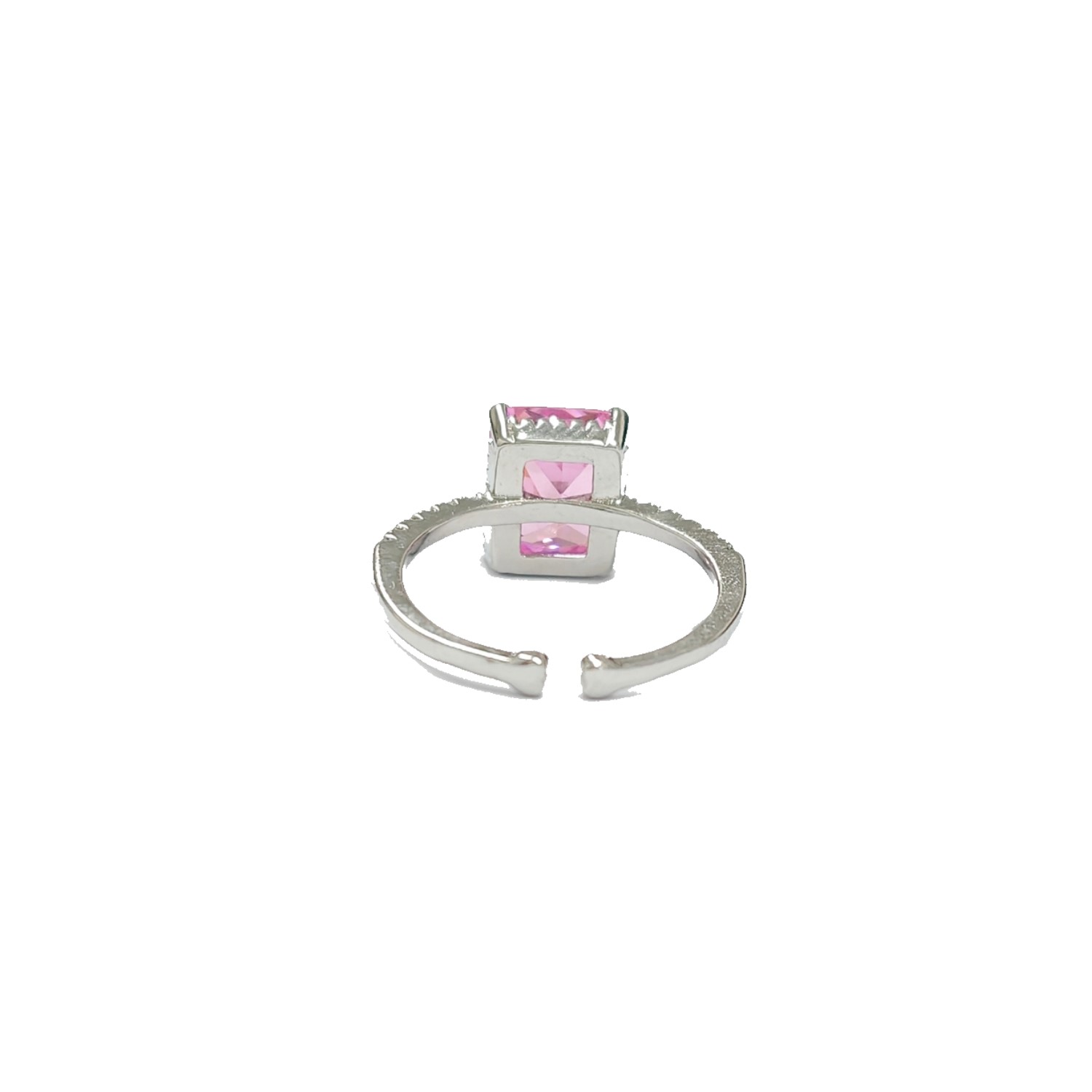 Adjustable Pink Stone Silver Ring - Image 2