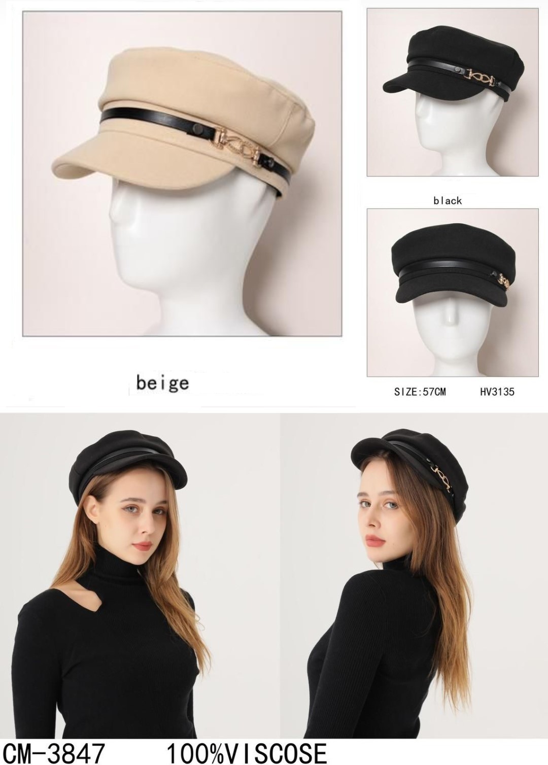 Baker Boy Hat with Gold Trim - Image 6